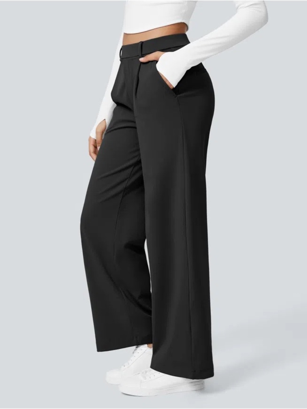 HALARA Black High-Waist Wide-Leg Pants